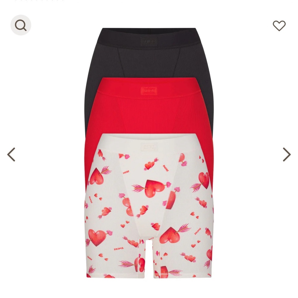 Skims cotton rib boxer 3 pack hearts and arrows